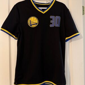 NBA Black Warriors Jersey with Yellow and Blue Trim